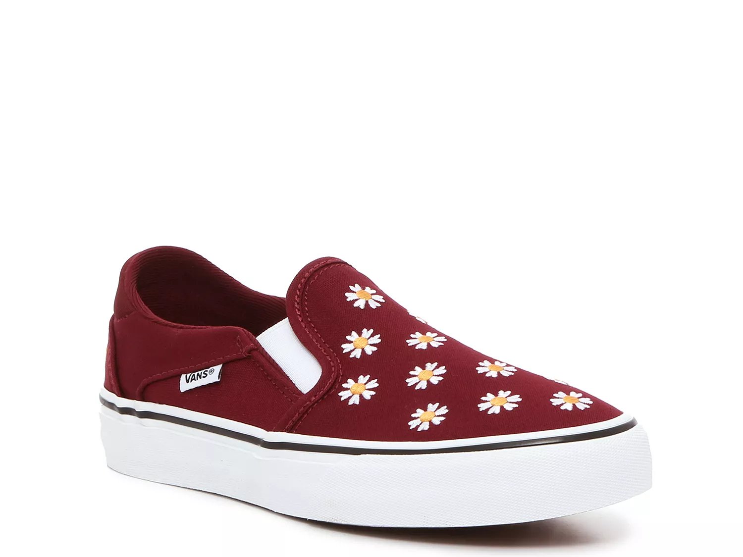 Burgundy vans hot sale slip ons