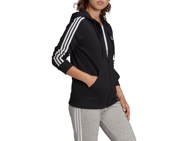 adidas Essentials Single Jersey 3-Stripes Full-Zip Women's Hoodie - Free  Shipping | DSW