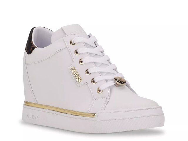 Wedge tennis shoes white store