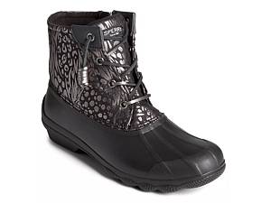 Black and clearance gray duck boots