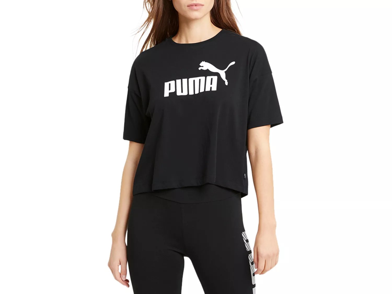 Black Rib High Neck Short Sleeve Crop