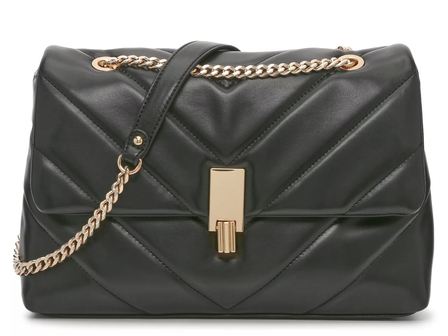 Buy the Urban Expression Faux Leather Quilted Chain Zip Small