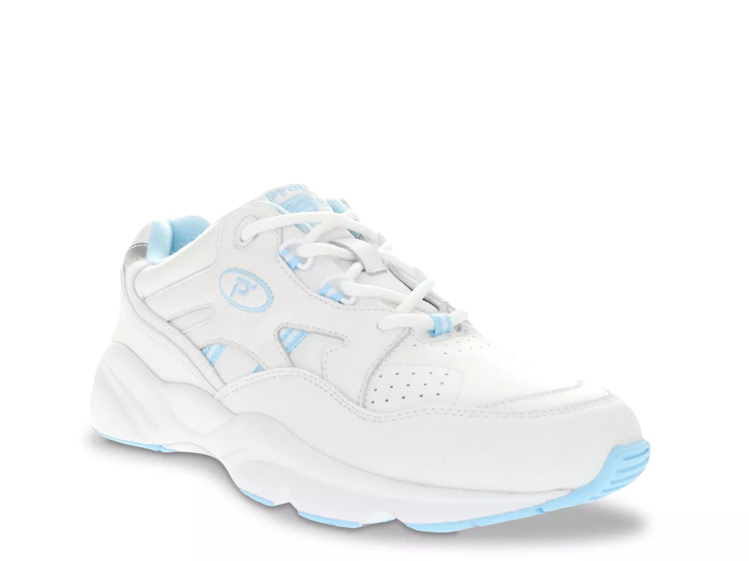 Propet Extra Wide Width Stability Walker Walking Shoe | Women's | Off White/Light Blue | Size 13 | Sneakers