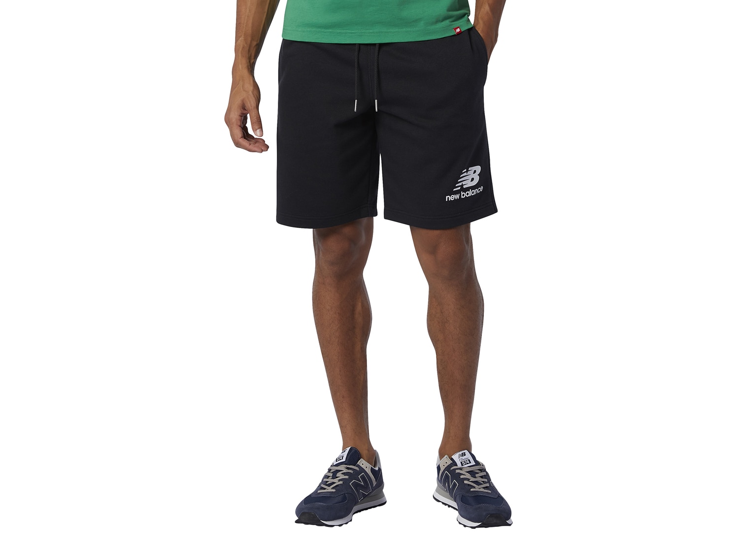 New Balance NB - Shipping Men\'s DSW Stacked Essentials Shorts Free Logo 