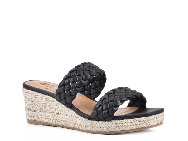 White mountain black wedge sandals hot sale