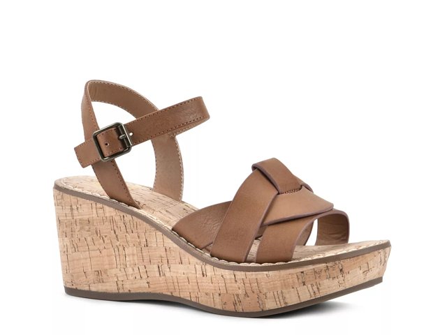 White mountain cork wedge sandals hot sale