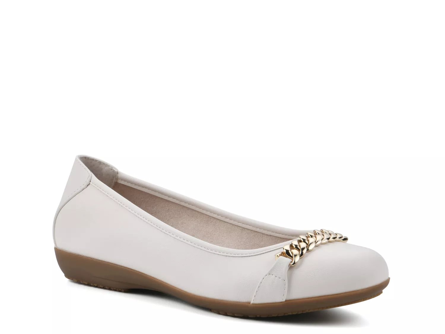 Cliffs by White Mountain Wide Width Charmed Ballet Flat | Women's | Off White | Size 9.5 | Flats