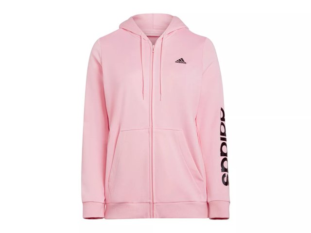 Buy adidas Essentials Linear Full-Zip French Terry Zip Hoodie Women  Lightgrey, White online