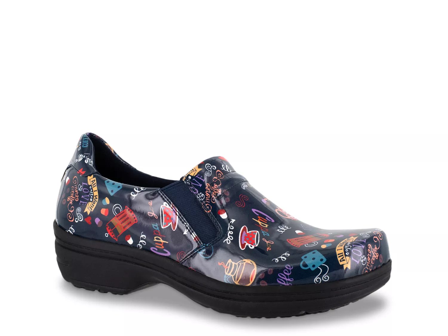 Easy Works by Easy Street Bind Clog | Women's | Navy Prints | Size 7 | Slip-Ons