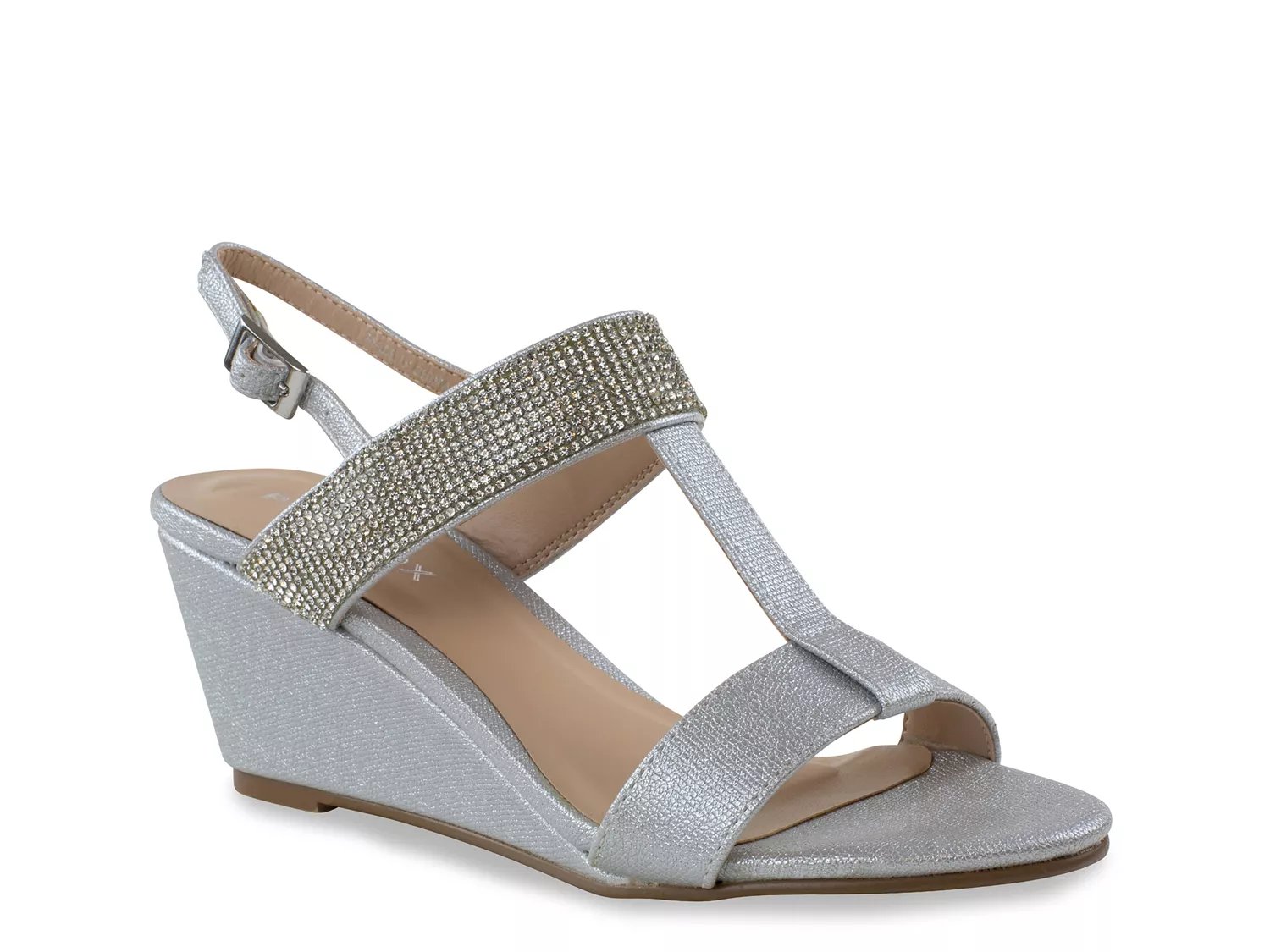 Paradox London Jacey Wedge Sandal | Women's | Silver Metallic | Size 8.5 | Heels | Sandals | Slingback