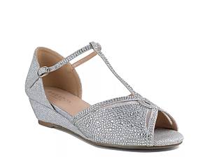 Low wedge silver on sale shoes