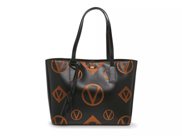 VALENTINO BY MARIO VALENTINO Black Soho Logo Leather Tote