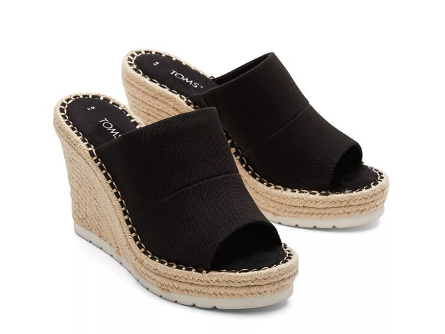 Natural shimmer canvas suede women's monica mule wedges 2025