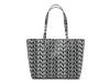 Repeating Logo Leather Tote Bag Black view