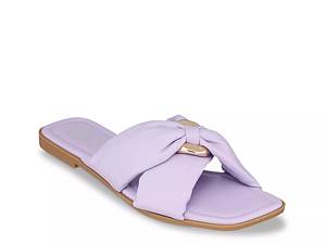 Cethrio Womens Summer Comfort Flats Sandals- Wide Width on Clearance Flat  Comfy Soles Purple Dressy Sandals/ Slides Size 6.5 