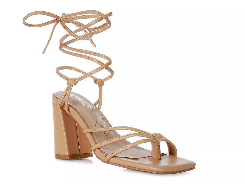 LONDON RAG: Anvil Metallic Block Heeled Lace top Up Sandal