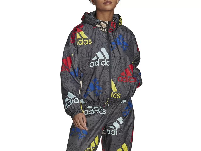 adidas Essentials Multi Colored Logo Women s Windbreaker Jacket