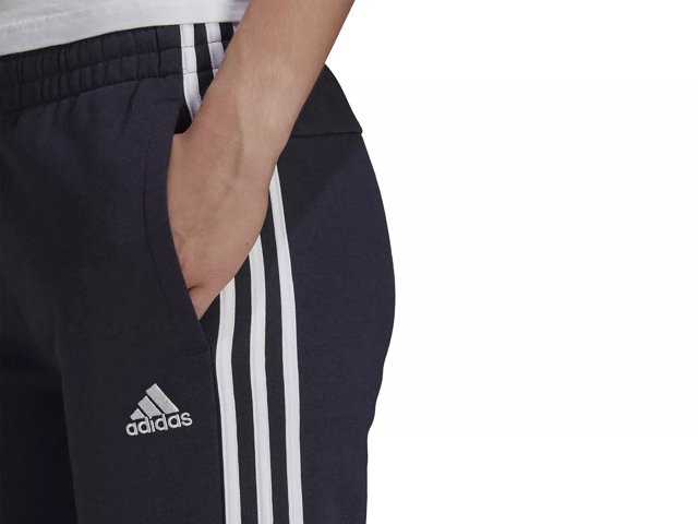 Adidas women's essentials 3-stripe cotton fleece jogger pants sale