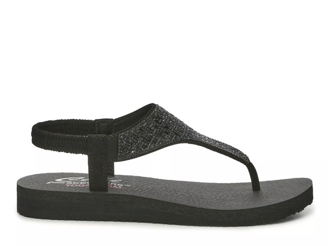 Skechers Womens Meditation Sweet Rock Flip-Flops, Color: Black