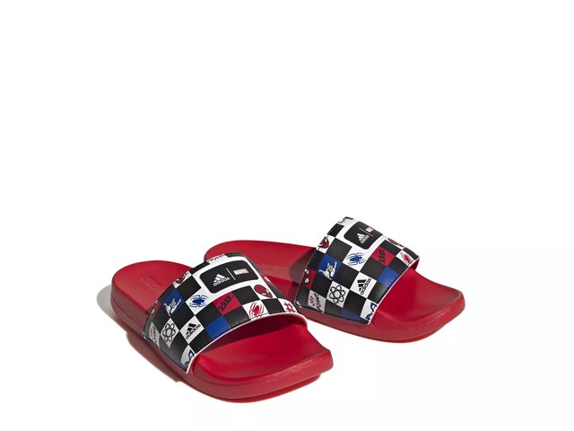 Adidas x Disney Adilette Comfort Spider-Man Slides - Kids - Core Black / Cloud White / Better Scarlet Red - 5