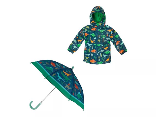 Stephen Joseph Dinosaur Kids Raincoat Umbrella Set Boy s Navy Multicolor Size 2T Jackets Small Accessories