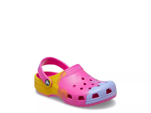 Pink and yellow shop crocs