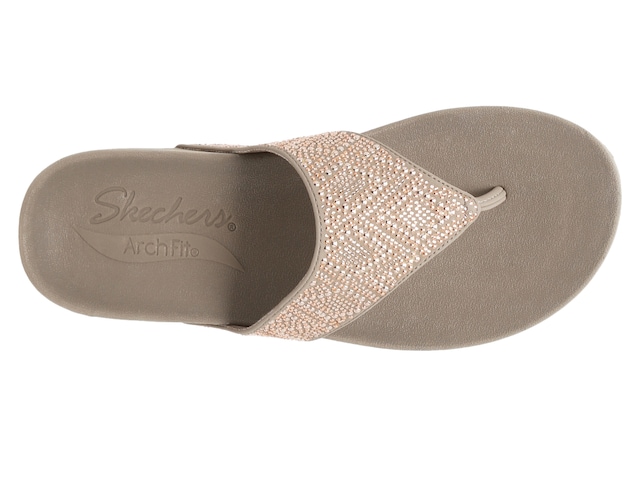 Skechers Yoga Foam Taupe Flip Flop~Size 8  Heeled flip flops, Flip flops,  Low heel wedges