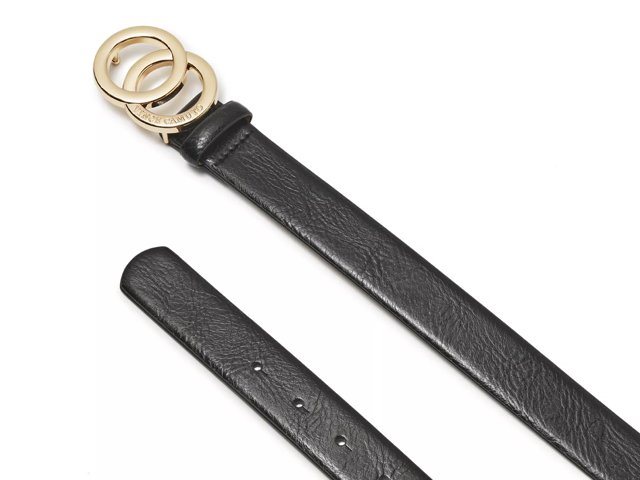 Leather belt with framed double g hot sale