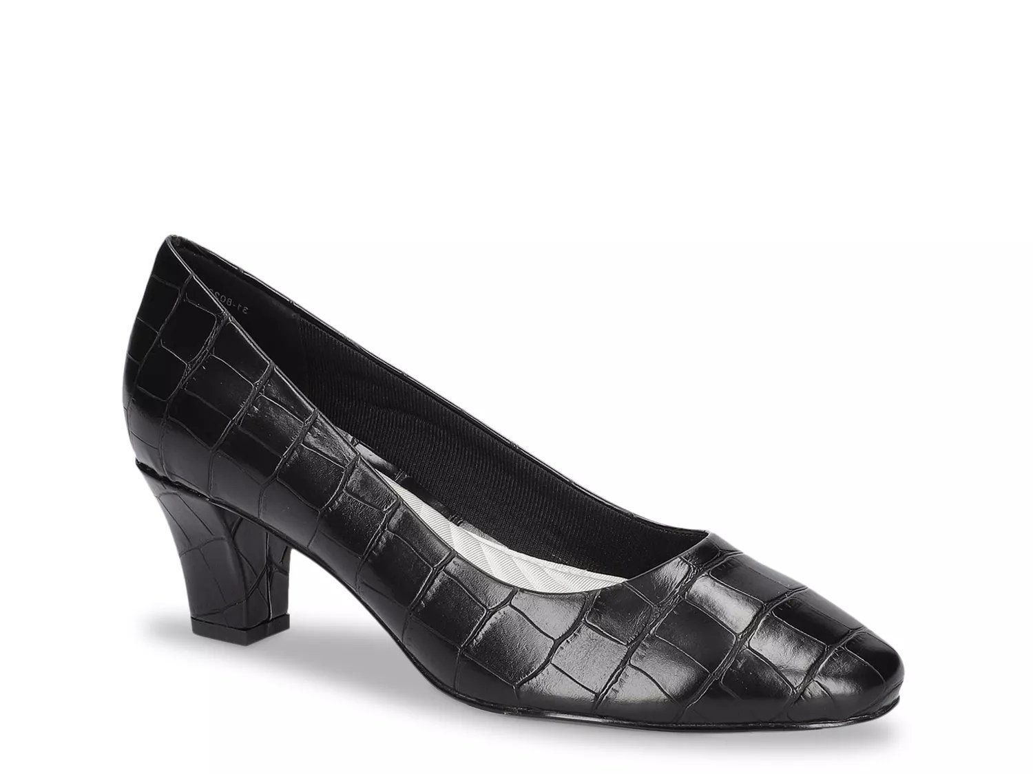 Easy Street Extra Wide Width Ballari Pump | Women's | Black Croc Print | Size 7 | Pumps