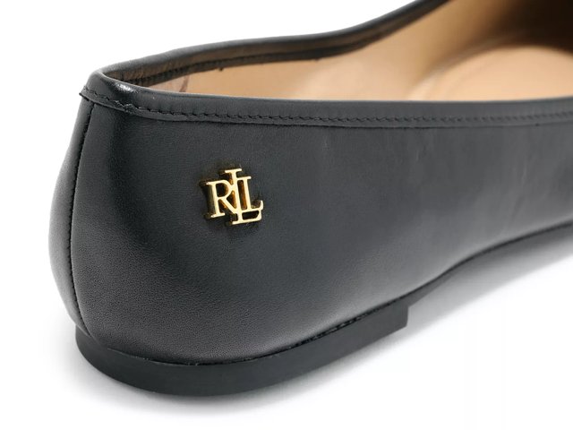 Ralph lauren black flats clearance