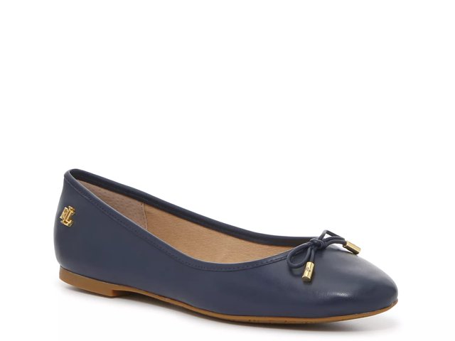 バレエ Ralph Lauren Ballerinas Leather RLL Ralph Lauren Ballet Flats Genuine Leather Woman Shoes EU