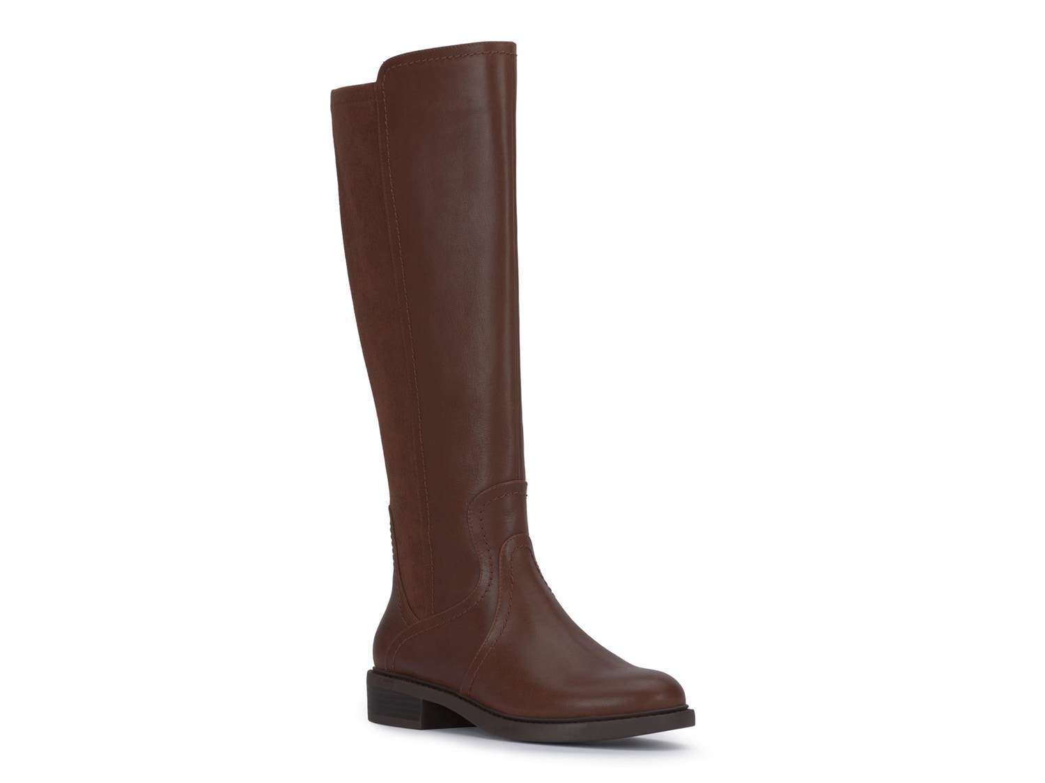 Journee Collection Womens Spokane Studded Knee High Riding Boots Regular  and Wide Calf with Block Heel, Brown (Extra Wide Calf), 10