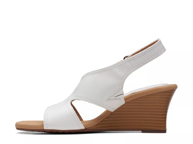 Clarks white discount wedge sandals