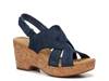 Clarks leather comfort wedge on sale sandals