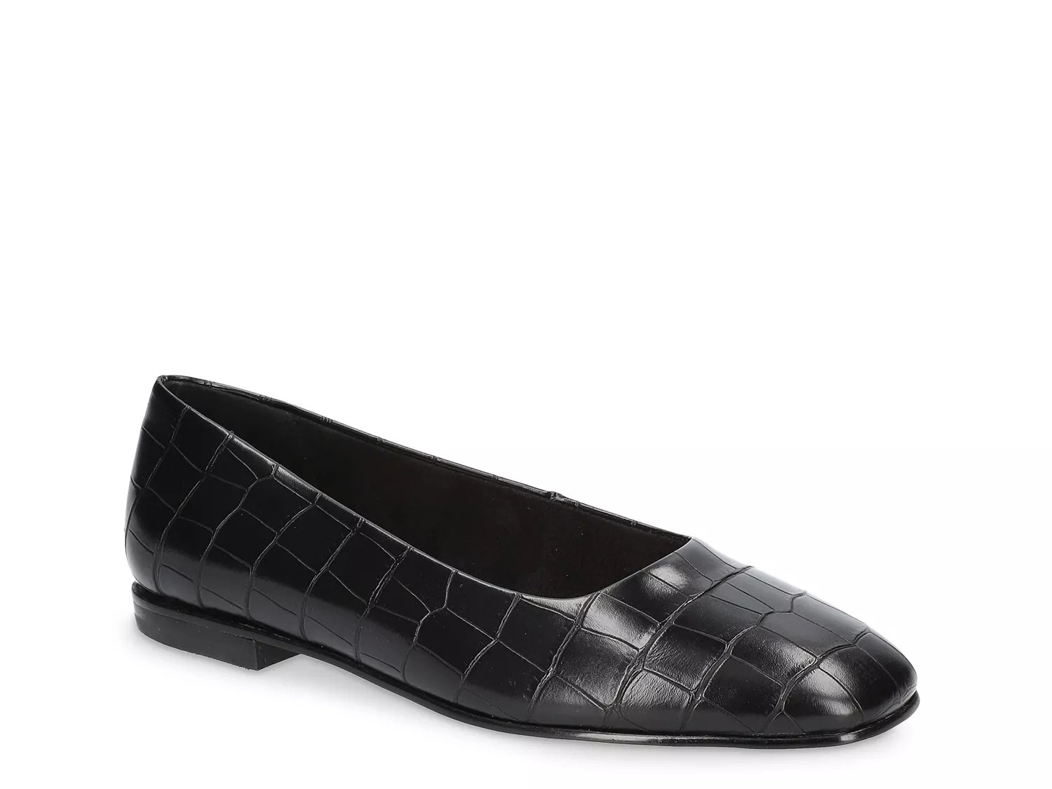 Bella Vita Extra Wide Width Kimiko Ballet Flat | Women's | Black Synthetic Croc Print | Size 6.5 | Flats