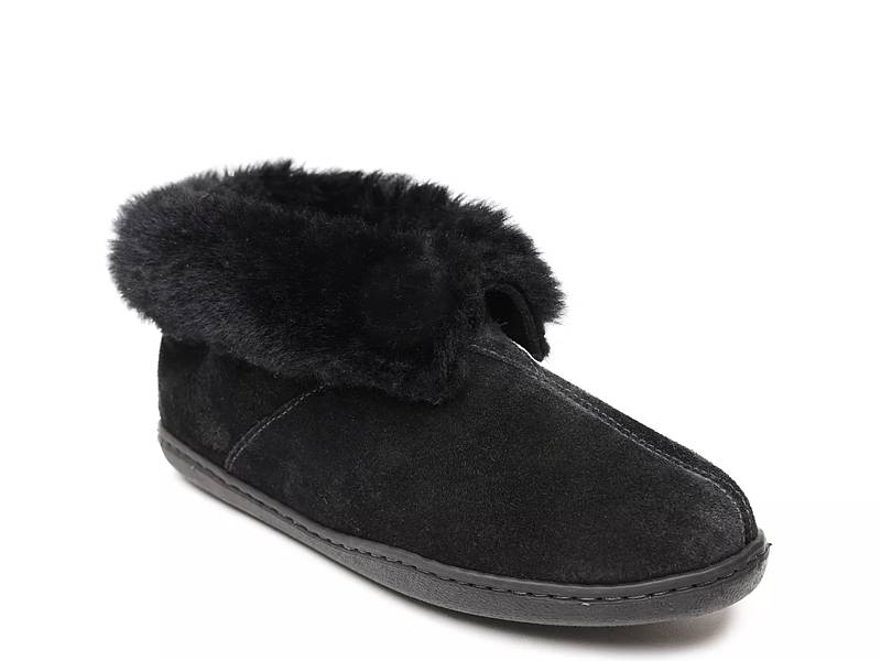 Faux Suede Bootie Slippers - Black