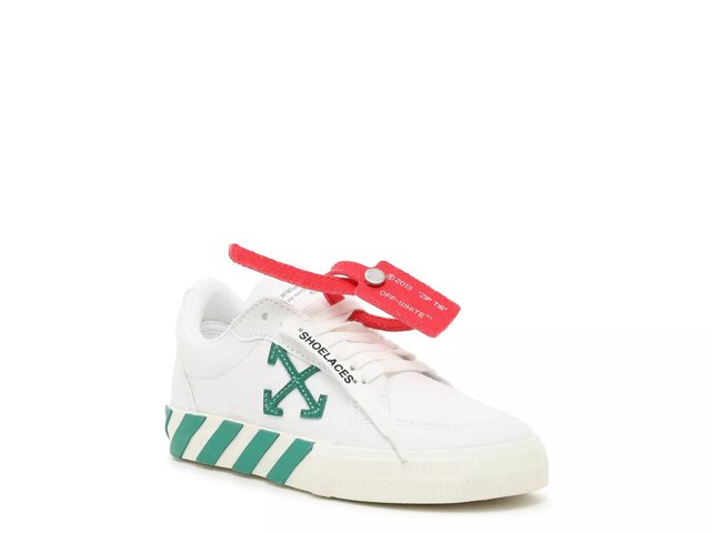 Off White Vulcanized Lace Up Sneaker Kids
