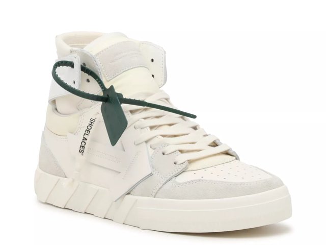 Off-White Mid Top Vulcanized Leather White White, High-Top Sneaker