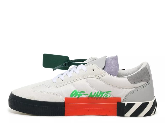 Off-White Virgil Abloh Low Vulcanized Black White Canvas Sneakers EU 42 US  8.5