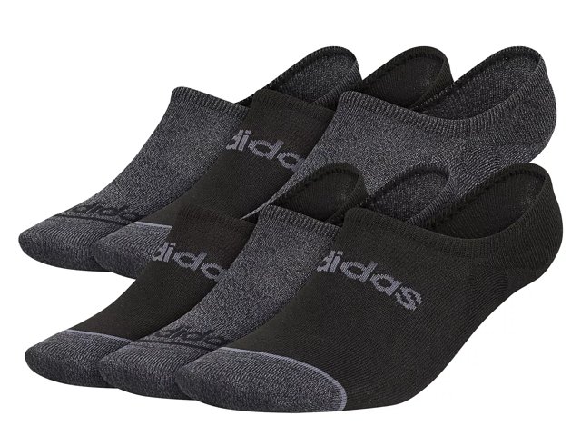 Adidas Men s Superlite Linear 3 6 Pack Super No Show Socks Black Onix Grey L