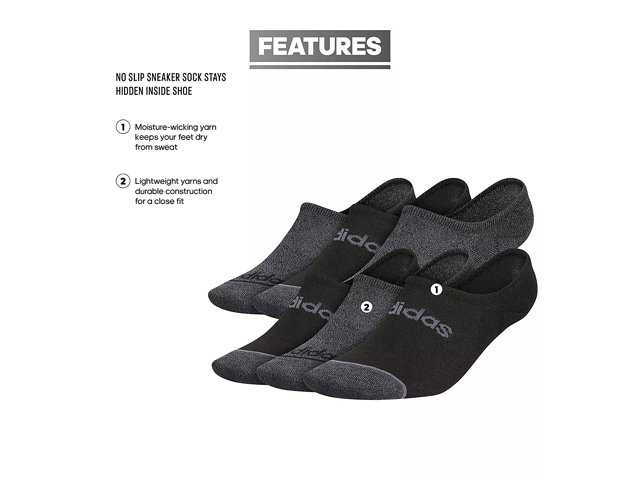 Adidas Men s Superlite Linear 3 6 Pack Super No Show Socks Black Onix Grey L