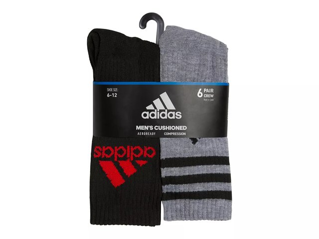 adidas Athletic Cushioned Men's Crew Socks - 6 Pack - Free