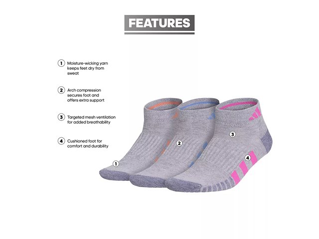 Adidas Women s Cushioned 3.0 Low Cut 3 Pack Grey