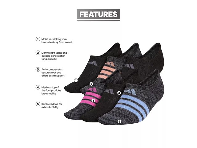 adidas Superlite II Women s Super No Show Socks 6 Pack Free