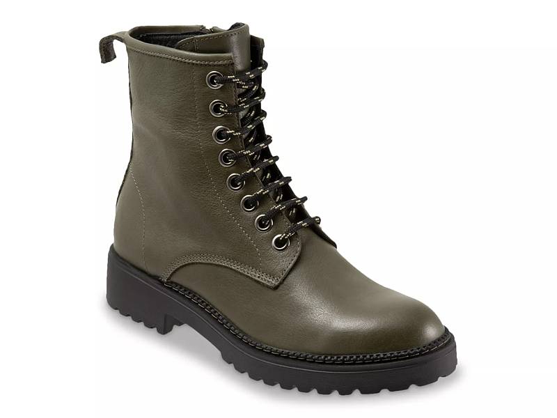 Dark green combat store boots