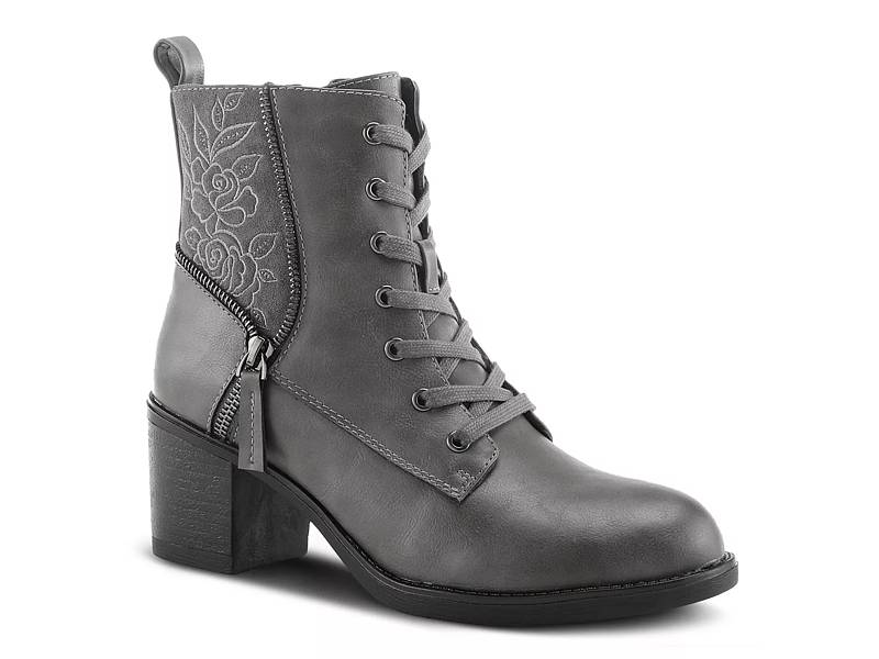 Shop Women s Grey Combat Lace Up Boots DSW
