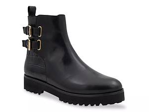 Black leather 2024 booties dsw