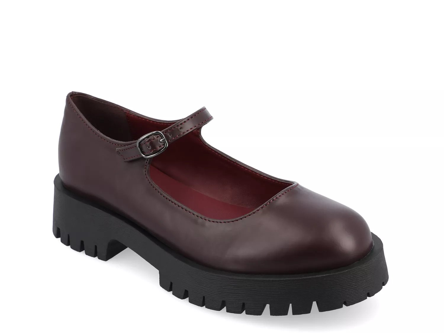 Journee Collection Kamie Mary Jane Loafer | Women's | Maroon | Size 6.5 | Loafers | Block | Lug | Mary Jane