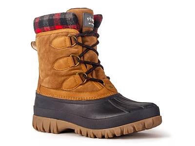  STQ Womens Insulated Winter Snow Boots Waterpoof Duck Boots  Navy/Tan 6 M US