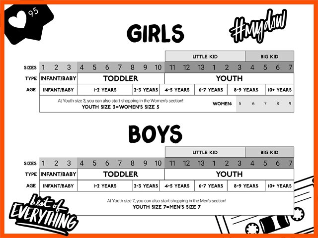 New balance boys size chart clearance